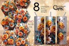 Glitter Flowers | shining tumbler Sublimation design bundle Product Image 1