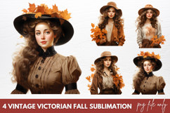 Vintage Victorian Fall Sublimation Clipart Product Image 1