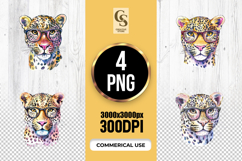 Leopard With Glasses Clipart Sublimation PNG Product Image 1