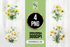 Fresh White &amp; Yellow Daisy Watercolor PNG Product Image 1