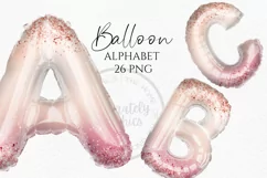 Pink Glitter Ombre | Balloon Alphabet Clipart PNG Product Image 1