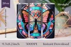 Butterfly Tumbler Template, Stained Glass Butterfly PNG Product Image 1