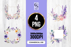 Lavender Wildflower Frame Clipart Sublimation PNG Product Image 1