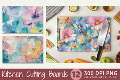 Pastel Oil Paint Flowers Cutting Boards sublimation Designs Product Image 1