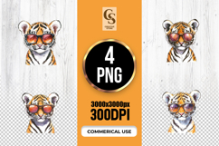 Cute Tiger Sunglasses Clipart PNG Product Image 1