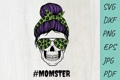 Halloween svg, Mom life svg, Momster svg, Mom Messy Bun svg Product Image 1