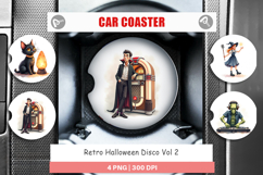 Car Coaster Watercolor Retro Halloween Disco Product Image 1