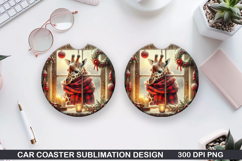 Giraffe Car Coaster Sublimation| Christmas Coaster PNG Product Image 1