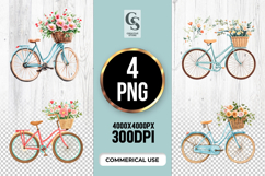 Vintage Bicycle Floral Clipart PNG Product Image 1