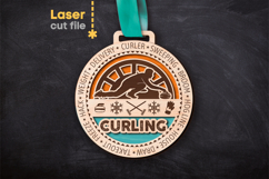 Curling Sport Medal SVG laser cut files for Glowforge Product Image 1