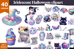 Iridescent Halloween Clipart Bundle Vibrant Halloween gothic Product Image 1