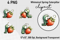 Whimsical Spring Caterpillar Clipart png Product Image 1