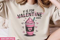 V is for valentine venti PNG, Valentines Day Sublimation PNG Product Image 2