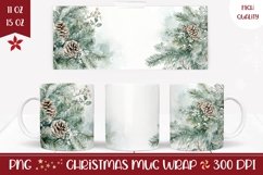 Christmas Tree Mug Sublimation, Watercolor Winter Mug PNG Product Image 1