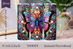 Butterfly Tumbler Wrap, Stained Glass Butterfly Sublimation Product Image 1