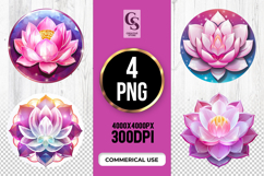 Lotus Flower Clipart Sublimation PNG Product Image 1
