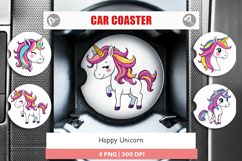 Car Coaster Happy Unicorn Product Image 1