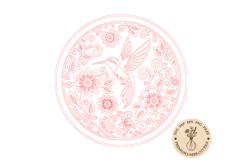 Hummingbird Floral SVG, Round Bird Ornament Laser Cut File Product Image 2