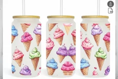Cute ice cream watercolor Tumbler 16 oz Libbey Glass Can Product Image 1