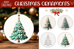 Pink Christmas Bows Round Ornaments, Christmas Tree Ornament Product Image 1