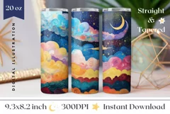 Colorful Sky Tumbler Wrap, Celestial Tumbler Template Product Image 1