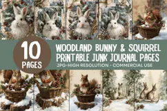 Winter Bunny Squirrel Junk Journal Pages Product Image 1
