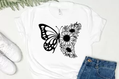 Floral Butterfly Svg, Sunflower Svg, Flowers Butterfly Svg Product Image 3