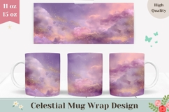 Pastel Sky Mug Wrap, Pink Clouds Mug Design, Celestial Mug Product Image 1