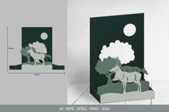 Stag & Doe in The Forest at Night Pop Up Box Papercut Product Image 1