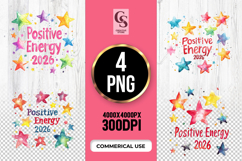 Positive Energy 2026 Stars Clipart Sublimation PNG Product Image 1
