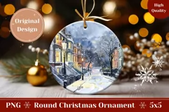 Watercolor Winter Ornament PNG, Christmas Ornament Design Product Image 1
