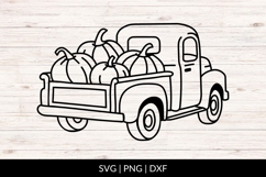 Hand Drawn Fall Truck With Pumpkins SVG Product Image 1