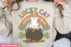 Lucky Cat PNG, St Patricks Day Cat Sublimation PNG Product Image 1