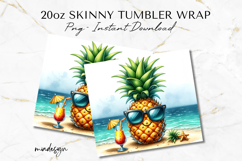 Tropical Pineapple 20 oz Tumbler Wrap PNG for Sublimation Product Image 2