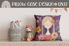 Cartoon Flowers Pillow Design, Girl Pillow Sublimation Product Image 1