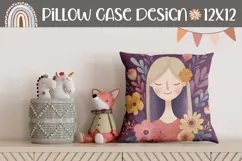 Cartoon Flowers Pillow Design, Girl Pillow Sublimation Product Image 1
