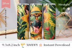 Summer Dog Tumbler Wrap, German Shepherd Dog Tumbler Design Product Image 1