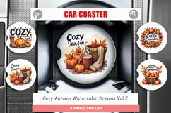Cozy Autumn Dreams Car Coaster Product Image 1