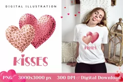 Love Hearts Illustration, Valentine's Day PNG, Kisses PNG Product Image 1