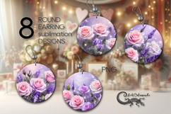 Delicate Roses | Round earring sublimation design bundle Product Image 1