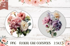 Pastel Flowers Car Coasters, Roses Round Coaster Designs Product Image 1