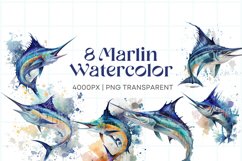 Marlin Watercolor Sublimation Bundle Png Transparen Product Image 1