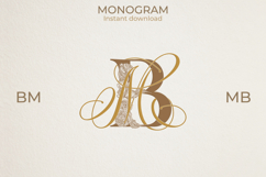 MB BM Wedding Monogram Logo | Elegant Initials Vector Product Image 1