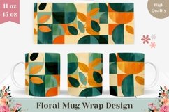 Abstract Mug Wrap Template, Floral Mug Sublimation Design Product Image 1
