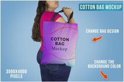 Cotton Bag Mockup with Woman PSD Product Image 1
