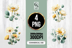 Soft Yellow &amp; White Daisy Watercolor PNG Product Image 1