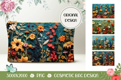 Knitted Flowers Cosmetic Bag Designs, Floral Cosmetic Bag Product Image 1