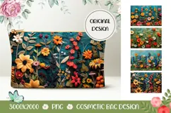 Knitted Flowers Cosmetic Bag Designs, Floral Cosmetic Bag Product Image 1