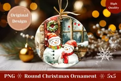 Watercolor Snowman Ornament, Christmas Village Ornament Product Image 1