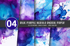 Blue Purple Nebula Digital Paper Product Image 1